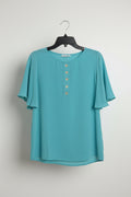 Blue button top